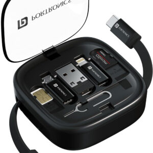 Portronics USB Type C Cable 0.27 m Snapcase 2 60W Multifunctional Data Cable Kit,Type C to Type C Retractable Cable  (Compatible with Smartphones, Black, One Cable)